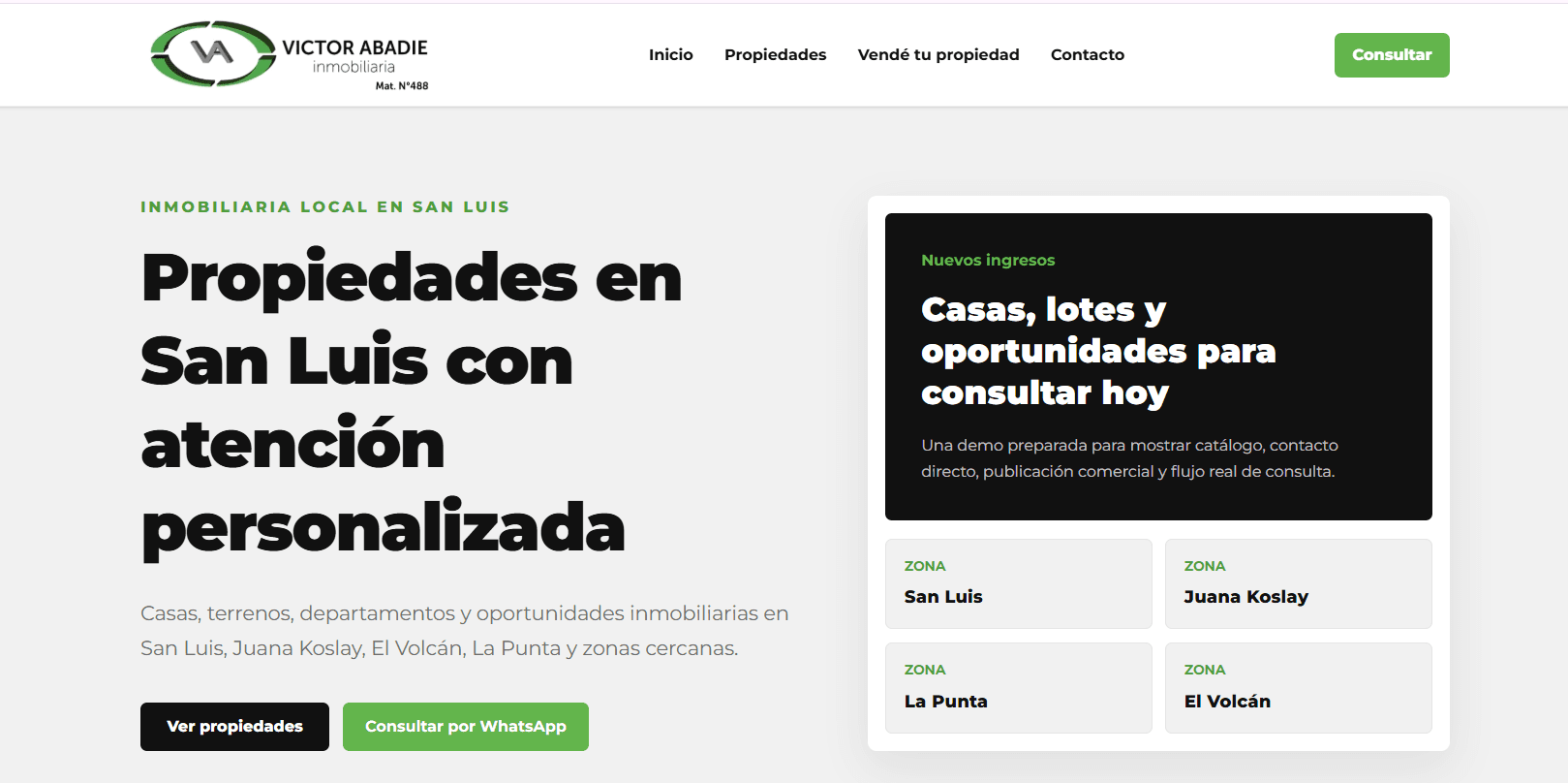 Vista previa de Web inmobiliaria - Víctor Abadie Inmobiliaria